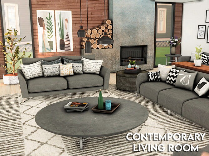 Sims 4 Contemporary Living Room by xogerardine at TSR