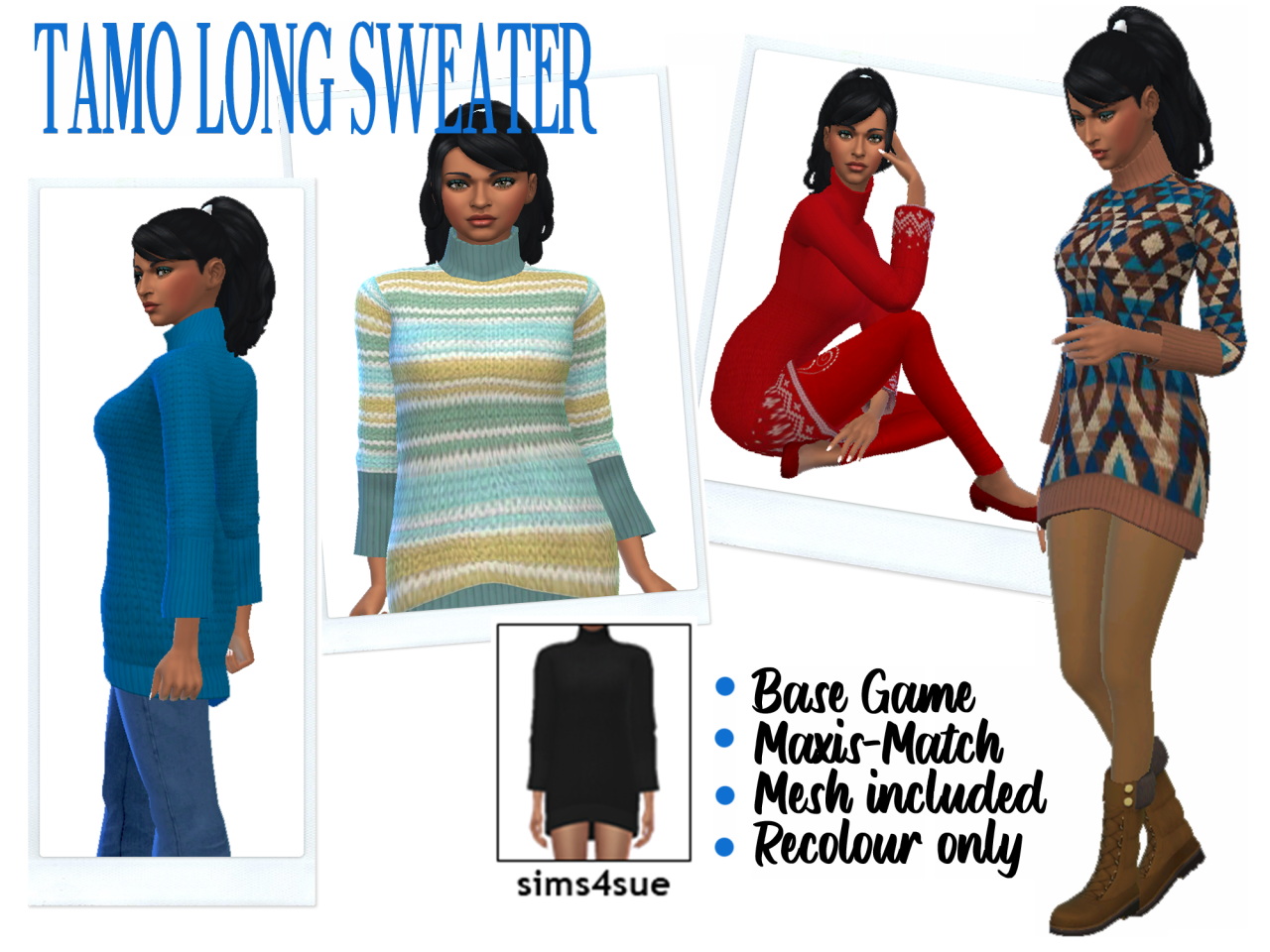 TAMO’S LONG SWEATER at Sims4Sue » Sims 4 Updates