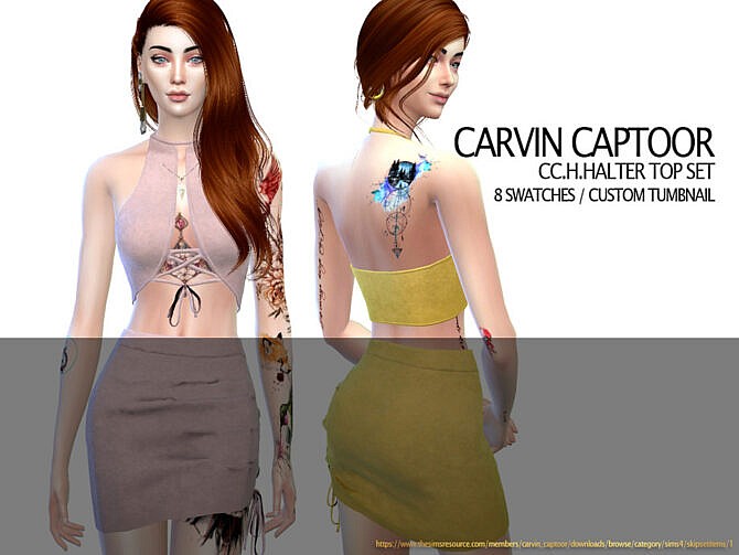 Sims 4 HALTER TOP SET by carvin captoor at TSR
