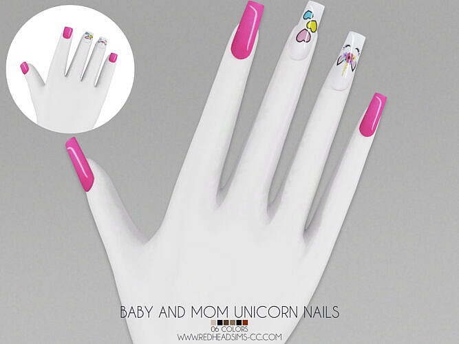 Baby And Mom Unicorn Nails