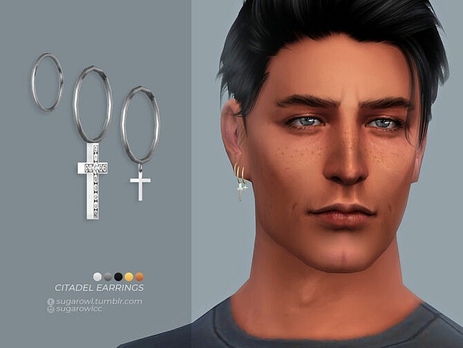 Sims 4 Citadel earrings Male version Right by sugar owl at TSR