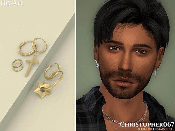 Sims 4 Ocean Earrings by Christopher067 at TSR