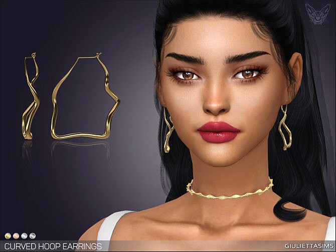 Sims 4 Curved Hoop Earrings by feyona at TSR