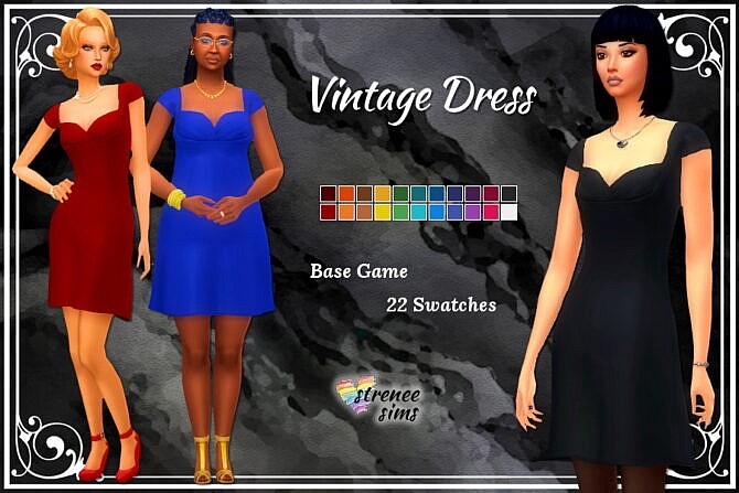 Sims 4 Vintage Dress at Strenee Sims