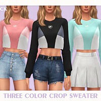 Three Color Crop Sweater By Black Lily