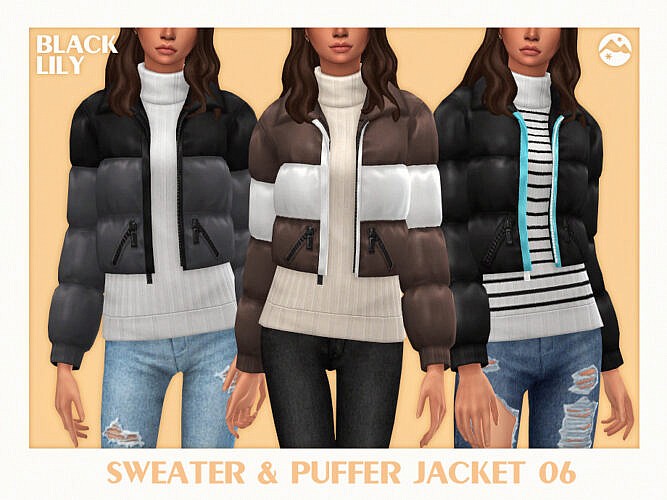Sweater & Puffer Jacket 06 By Black Lily