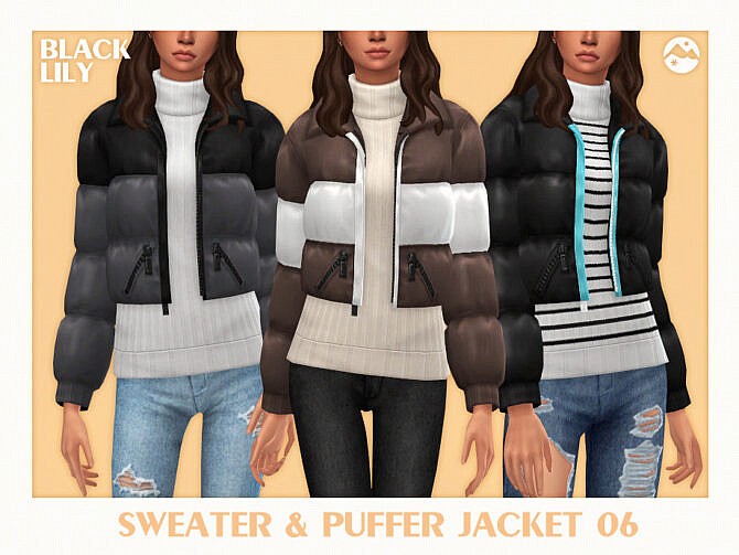 Sims 4 Sweater & Puffer Jacket 06 by Black Lily at TSR