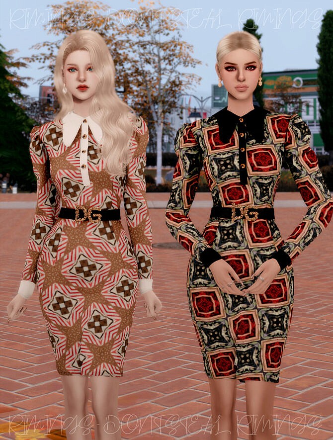 Sims 4 Elegance Collar Dress at RIMINGs