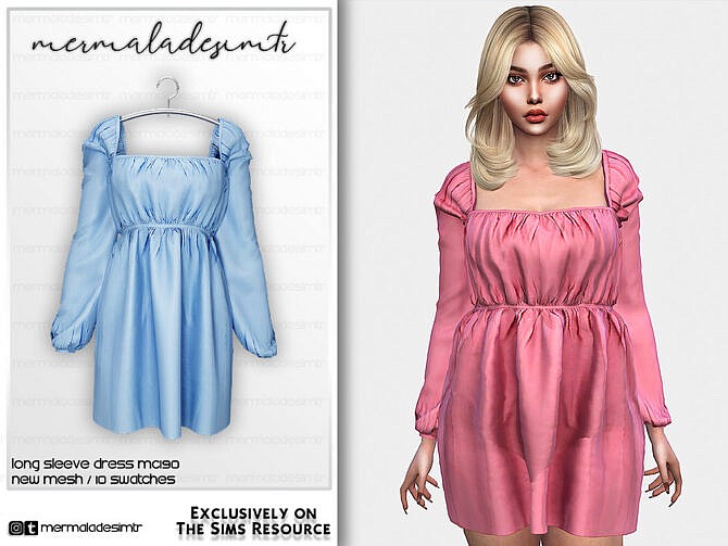 Long Sleeve Dress MC190 by mermaladesimtr at TSR » Sims 4 Updates