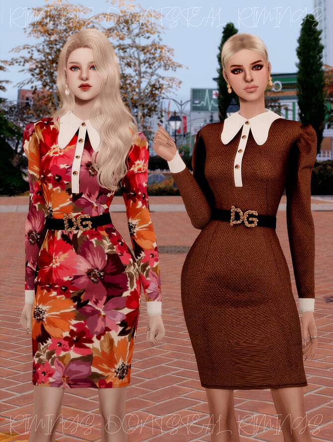 Sims 4 Elegance Collar Dress at RIMINGs