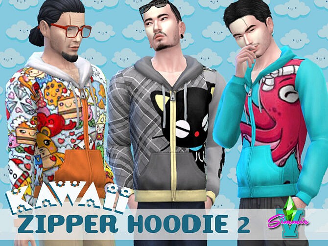 Sims 4 Kawaii Zip Hoodie by SimmieV at TSR
