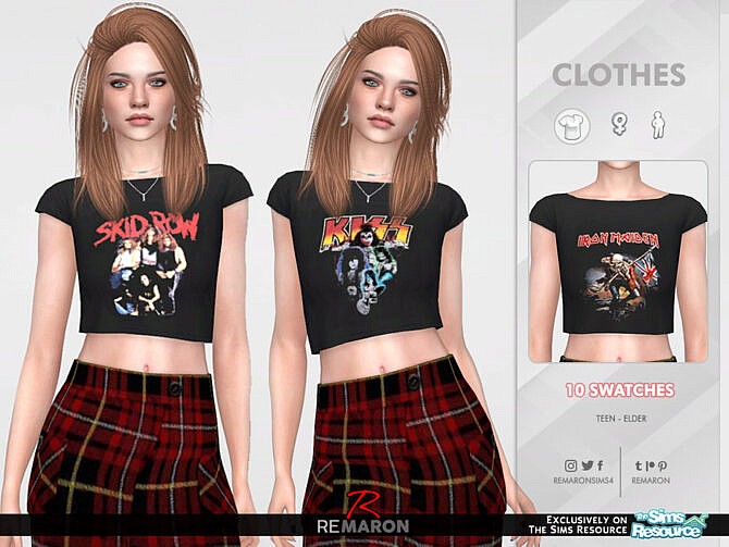 Sims 4 Bands Shirt 02 F by ReMaron at TSR