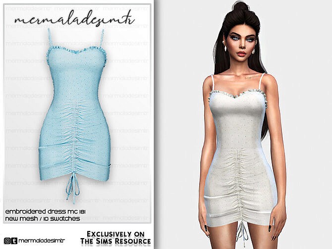 Sims 4 Embroidered Dress MC181 by mermaladesimtr at TSR