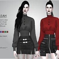 Leah Stand Collar Blouse By Helsoseira