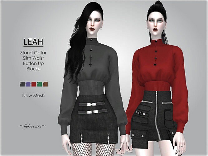 Leah Stand Collar Blouse By Helsoseira