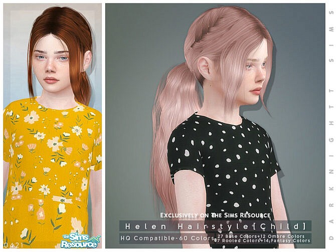 Sims 4 Helen Hairstyle [Child] by DarkNighTt at TSR