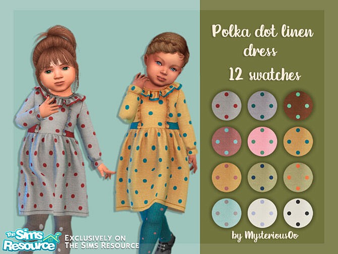 Sims 4 Palka dot linen dress by MysteriousOo at TSR