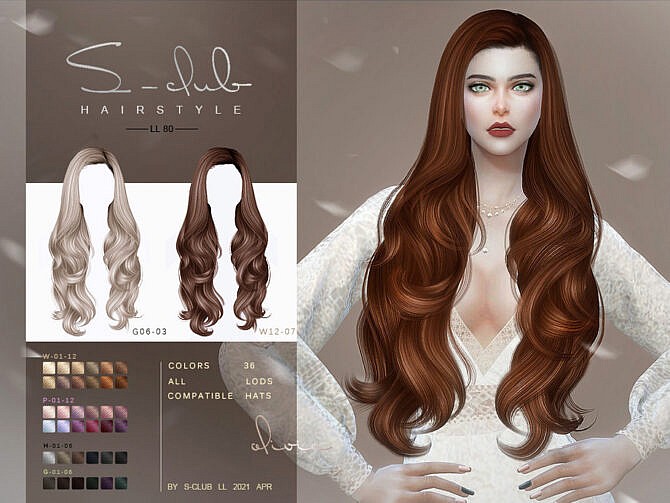 Sims 4 Curly long hair N80 by S Club LL at TSR