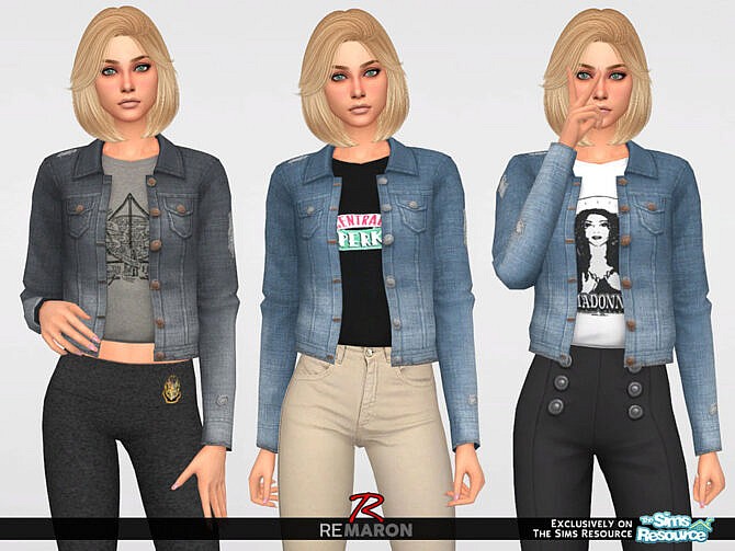 Sims 4 F Denim Jacket 02 by ReMaron at TSR