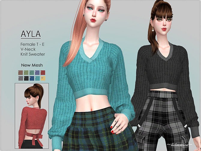 Sims 4 AYLA Knit Sweater by Helsoseira at TSR