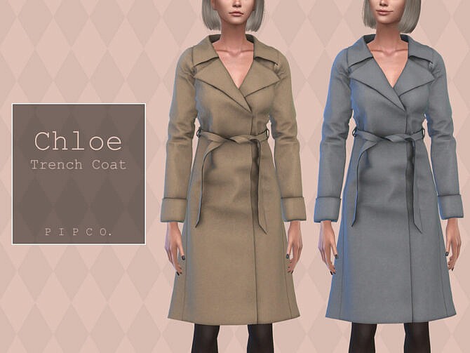 Sims 4 Chloe Trench Coat by Pipco at TSR
