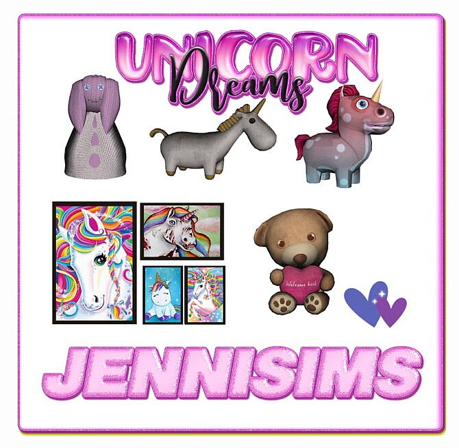 Sims 4 Unicorn dreams DECORATIVE (5 ITEMS) at Jenni Sims