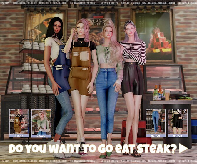 Sims 4 Do you want to go eat steak with me? set at NEWEN