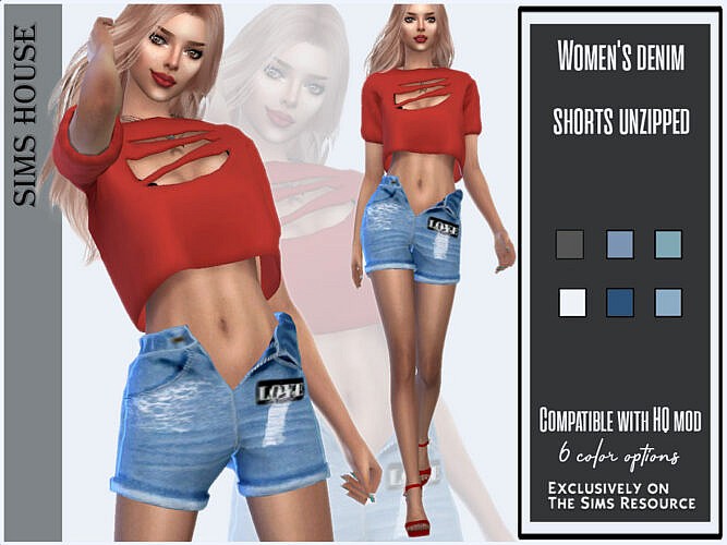 Womens Denim Shorts Unzipped By Sims House At Tsr Sims 4 Updates