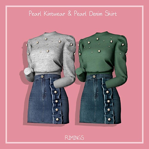 Pearl Knitwear & Denim Skirt