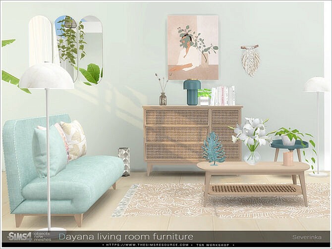 Sims 4 Dayana living room furniture by Severinka at TSR