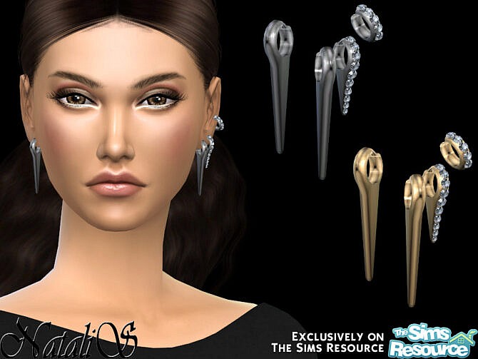 Sims 4 Needles combo earrings by NataliS at TSR