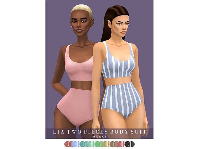 Sims 4 Lia Two Pieces Body Suit by Merci at TSR