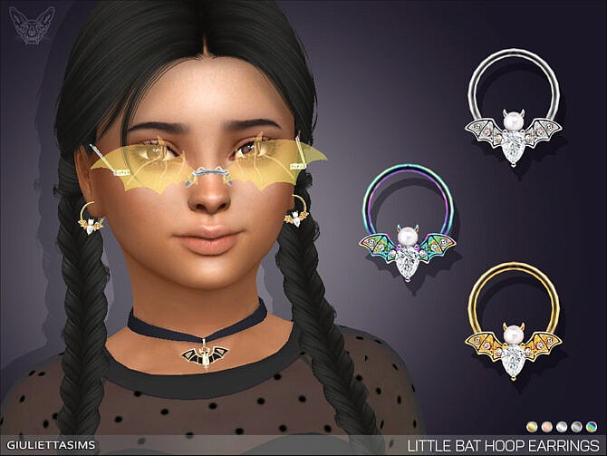 Sims 4 Little Bat Hoop Earrings For Kids by feyona at TSR