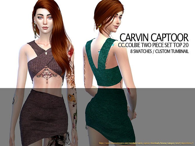 Sims 4 COLBIE TWO PIECE SET TOP by carvin captoor at TSR