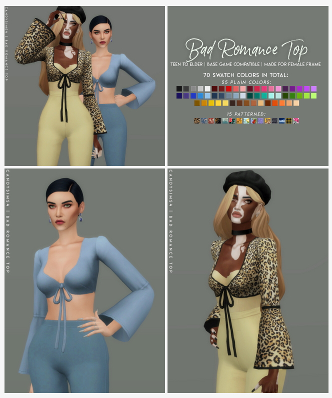 Sims 4 BAD ROMANCE TOP at Candy Sims 4