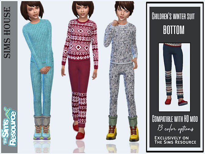 Sims 4 Childrens winter suit (bottom) by Sims House at TSR