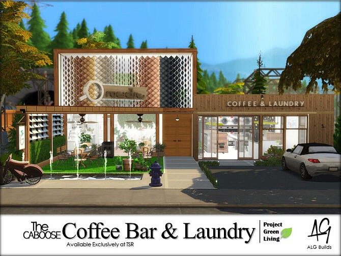 Sims 4 The Caboose Coffee Bar and Laundry by ALGbuilds at TSR
