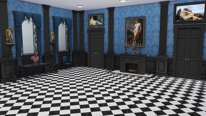 Sims 4 Wall with Doric Wainscot and Brocade by TheJim07 at Mod The Sims 4