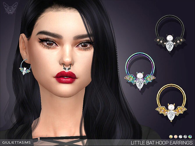 Sims 4 Little Bat Hoop Earrings by feyona at TSR