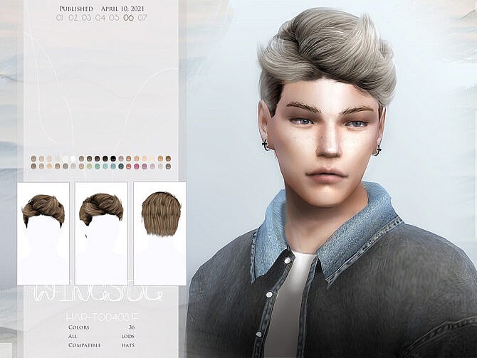 Sims 4 WINGS TO0408 hair for males by wingssims at TSR