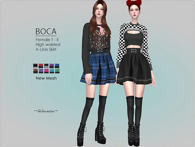 Sims 4 BOCA Mini Skirt by Helsoseira at TSR