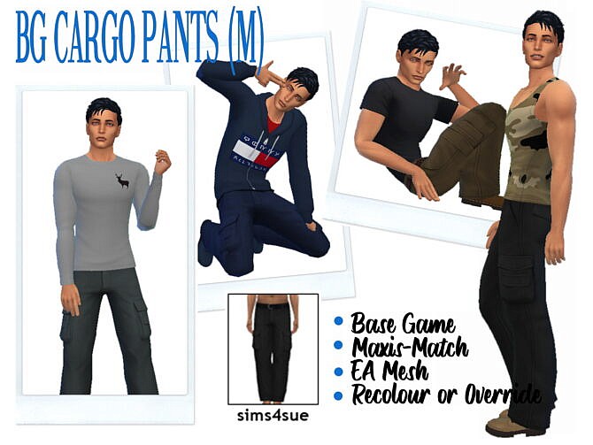 Sims 4 BG CARGO PANTS (M) at Sims4Sue