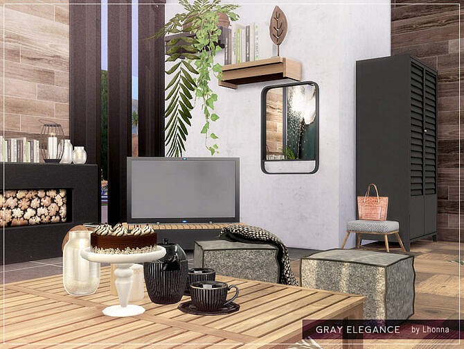 Sims 4 Gray Elegance Living Room by Lhonna at TSR