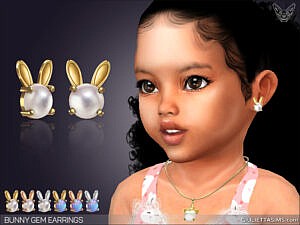 Bunny Gem Earrings For Toddlers