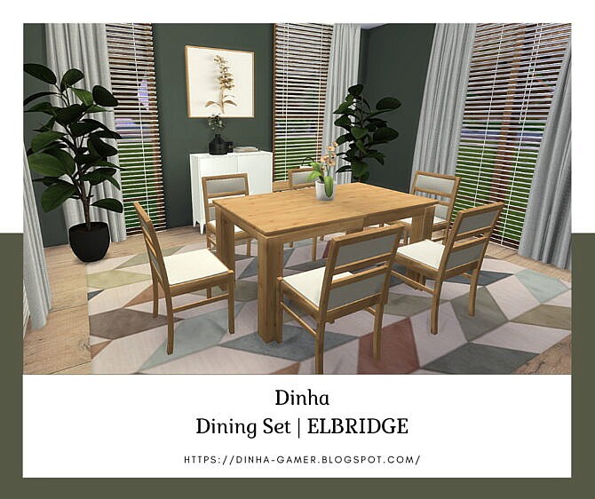 Sims 4 Dining Set ELBRIDGE (P) at Dinha Gamer