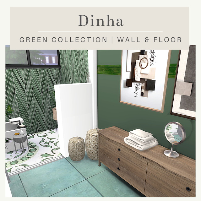 Sims 4 Green Collection: Wall & Floor at Dinha Gamer