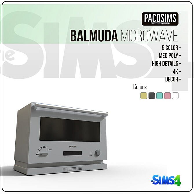 Sims 4 BALMUDA MICROWAVE (P) at Paco Sims