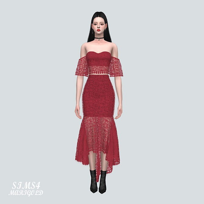 Sims 4 Lace Mermaid 2 Piece Outfit at Marigold