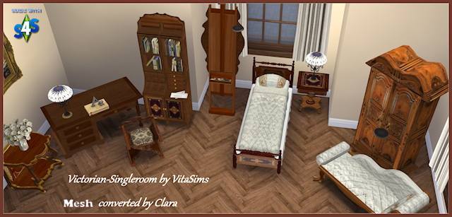 Sims 4 Conversion of Vitasims Victorian single room by Clara at All 4 Sims