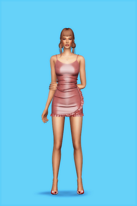 Sims 4 Satin Ruffle Mini Dress at Gorilla